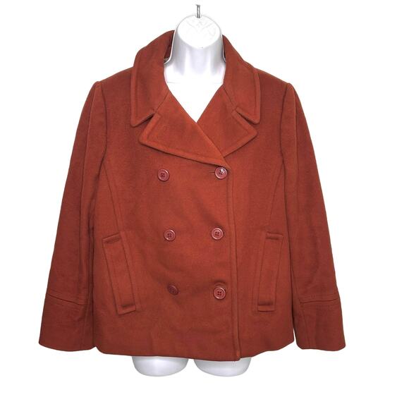 J Crew Vintage Short Wool Rust Double Breasted Pea Coat Nello Gori P 12 - Picture 1 of 12